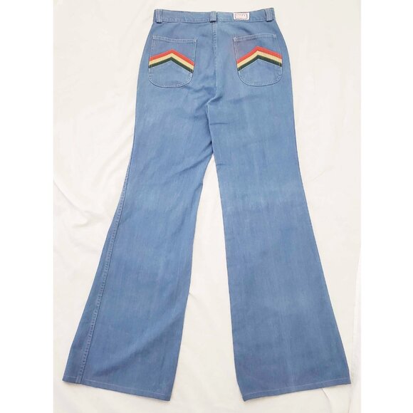 Disco Jeans Vintage Pants - Vintage 1970’s Women's Wide Leg Bell Bottom Jean by Disco Jeans 33” Waist